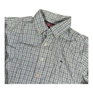 Vineyard Vines 16-18 Boys L Plaid Button Down Long‎ Sleeve Whale Shirt Green